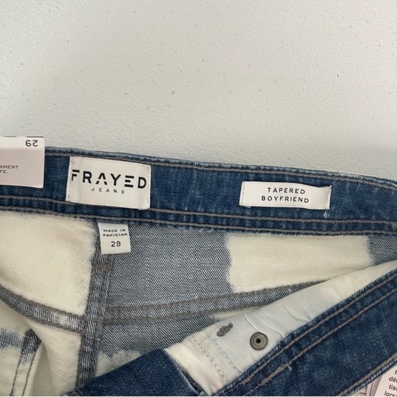 Frayed Jeans Painted Tapered Boyfriend Cut Size 29 distressed raw hem NWT - Picture 3 of 9